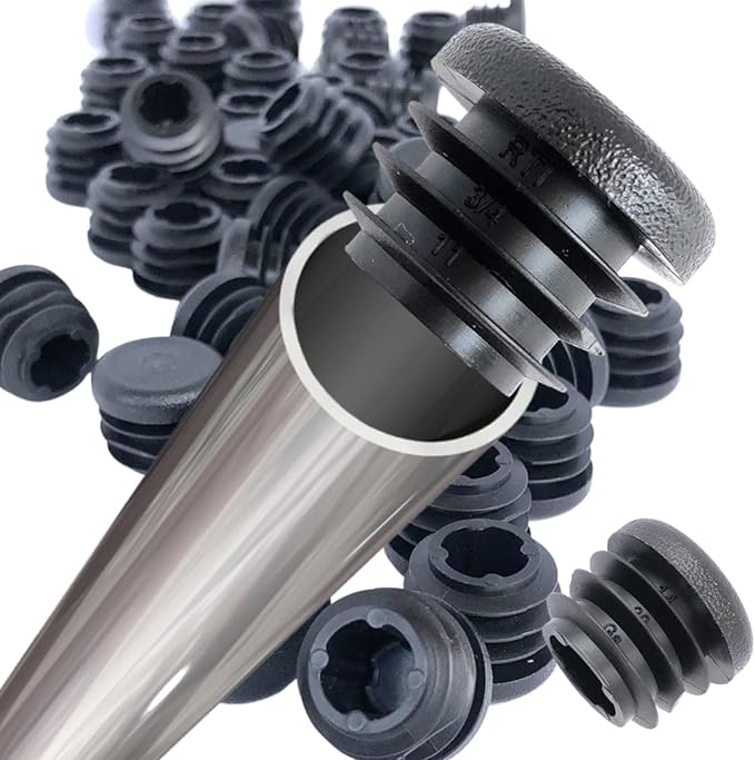 Plastic Pipe Clip - ฝาปิดปลายท่อพลาสติกทรงกลมสีดำ 8 ชิ้น สำหรับขาเก้าอี้