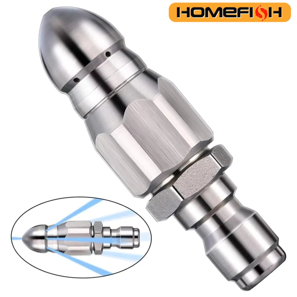 Drain Pipe Clip - หัวฉีดน้ำแรงดันสูงสำหรับทำความสะอาดท่อระบายน้ำ ขนาด 1/4 นิ้ว ทำจากสแตนเลส พร้อมหัวต่อแบบเร็วสำหรับเครื่องฉีดน้ำแรงดันสูง