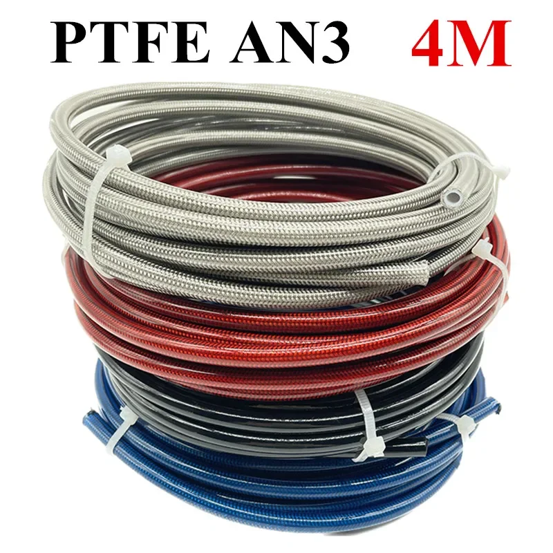Ptfe Tape Thread - สายเบรกมอเตอร์ไซค์แบบถัก 4M AN3 ทำจากสแตนเลสและไนลอน สายไฮดรอลิกสำหรับน้ำมันเบรก ท่อ