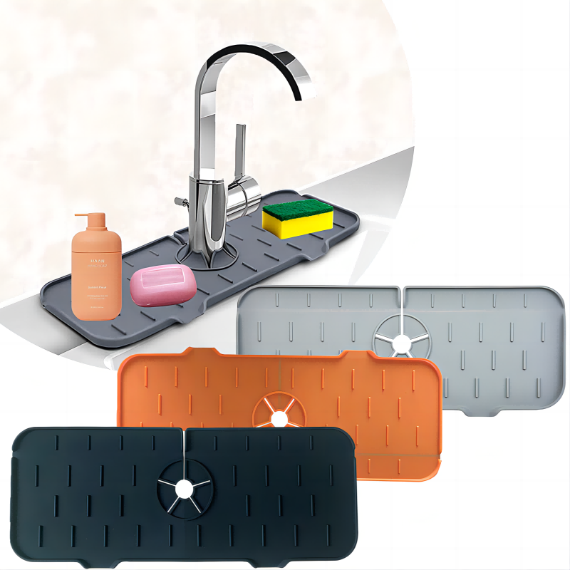 Silicone Tap Washer - อุปกรณ์ครัว แผ่นซับน้ำซิลิโคนสำหรับก๊อกน้ำ แผ่นรองซับน้ำสำหรับอ่างล้างจาน แผ่นป้องกันน้ำกระเด็นบนเคาน์เตอร์ แผ่นรองกันน้ำสำหรับห้องน้ำ อุปกรณ์เสริม