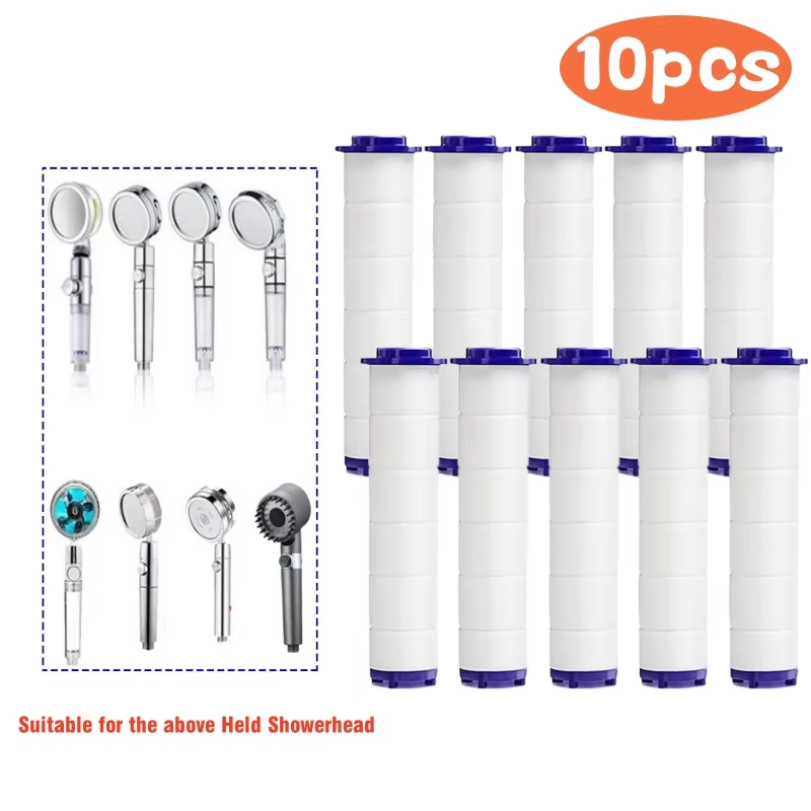 Shower Valve Cartridge - 10 ชิ้น หัวฝักบัวอาบน้ำแบบเปลี่ยนได้ ไส้กรองใยฝ้าย PP สำหรับกรองน้ำกระด้าง