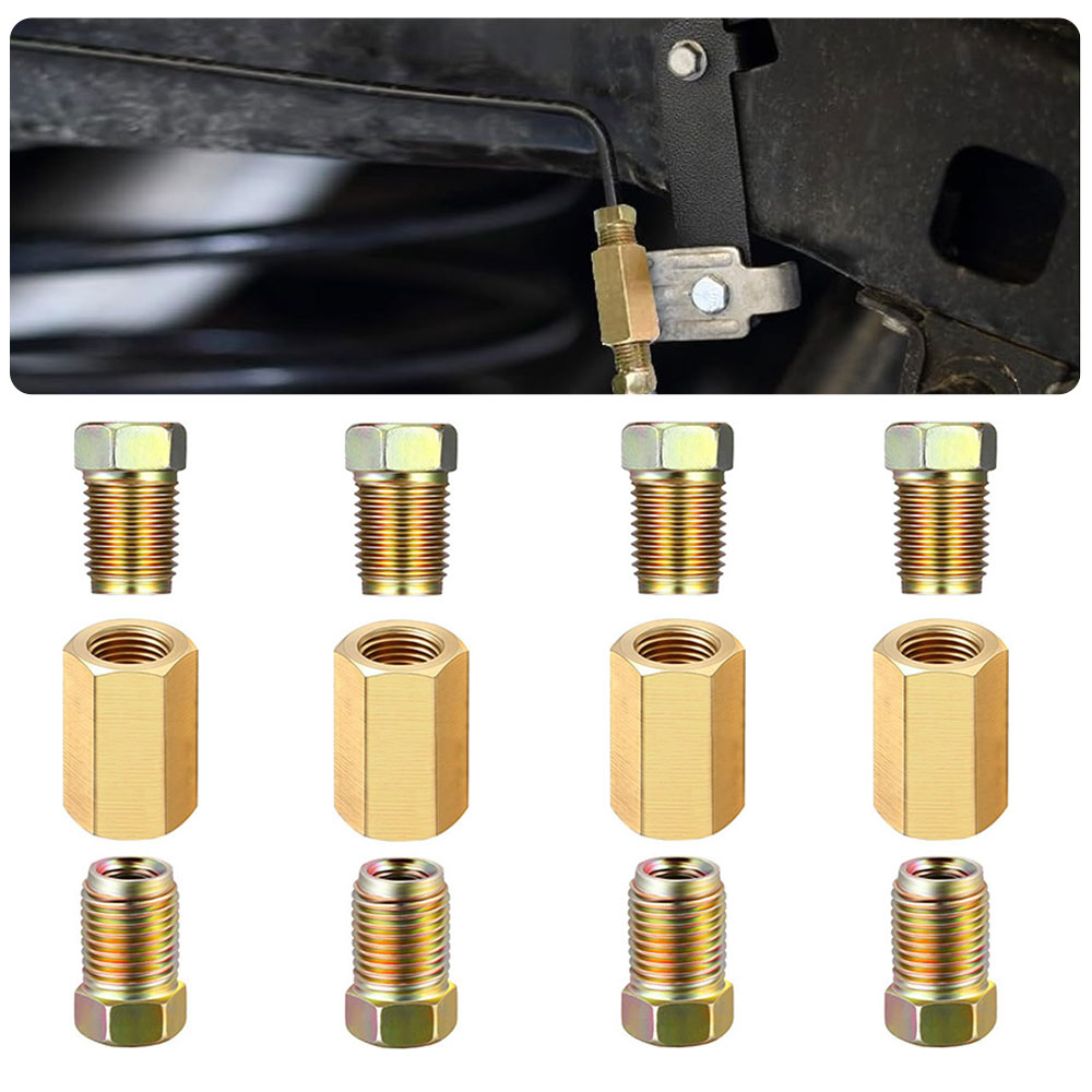 Compression Fitting Brass - 12ชิ้น3/16 (3/8-24กลับหัว) ท่อเบรคทองเหลืองท่อข้อต่อตรงสหภาพแรงงานชิ้นส่วนเชื่อมต่อรถยนต์