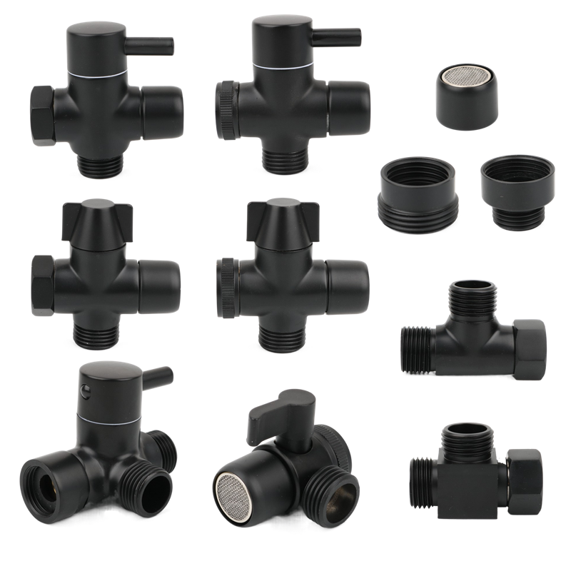 Shower Valve Cartridge - ทองเหลืองสีดําแขนอะแดปเตอร์ G1/2 ''G3/4 วาล์วเปลี่ยนทิศทางสําหรับมือถือห้องน้ําห้องครัวอุปกรณ์เสริม