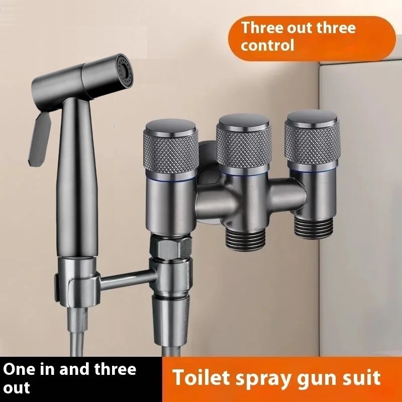 Toilet Fill Valve - อุปกรณ์เสริมวาล์วสแตนเลสสำหรับห้องน้ำและห้องครัว พร้อมหัวฉีดสเปรย์ แบบหนึ่งเข้าสามออก