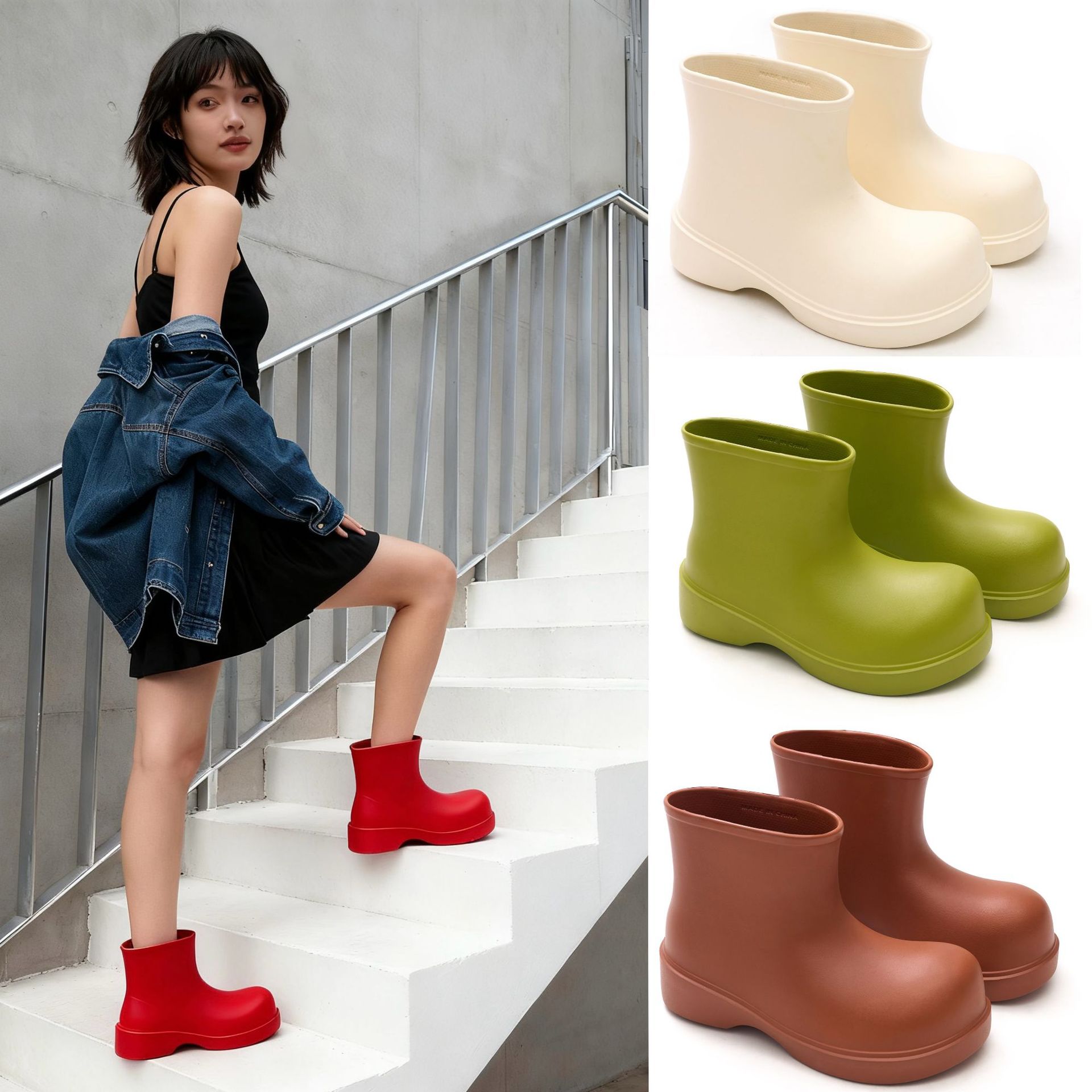 รองเท้าบูทยางกันฝนสไตล์เกาหลี  - Pipe Bending Spring บทวิจารณ์และราคา