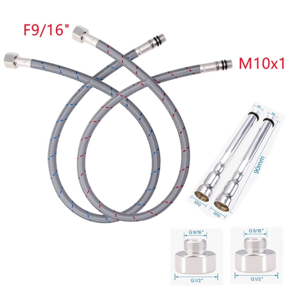 2PCS ท่อประปาแบบยืดหยุ่น G1/2  - Flexible Hose Braided บทวิจารณ์และราคา